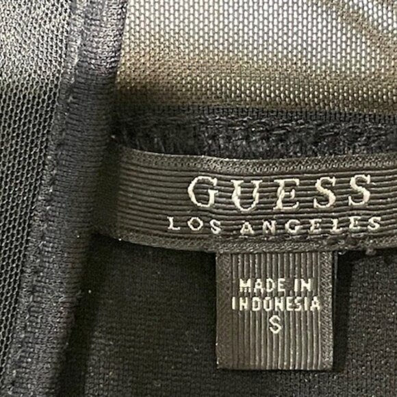 GUESS CROP TOP - BLACK SHEER/SOLID Sleeveless, Zip Up Back, Trendy, Size Small - Picture 11 of 15
